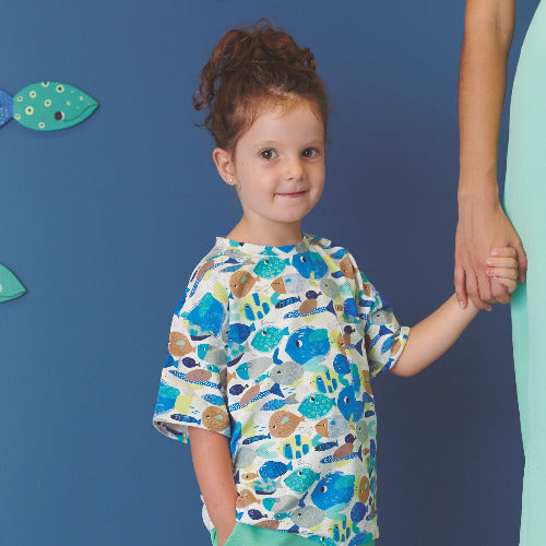 Tela de punto Jersey Tropical Deep Sea