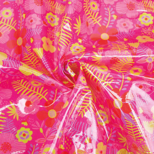 Cotton Laminated PU Tropical Fuchsia