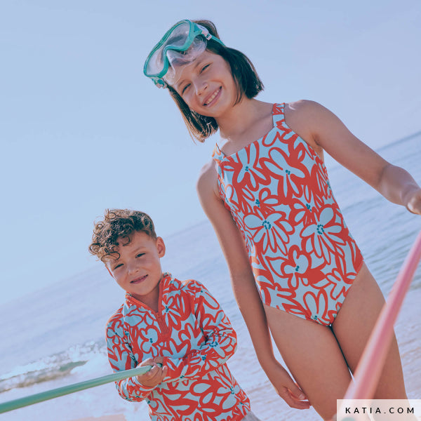 Tela de baño estampada Tiare Turquoise (€/10cm)