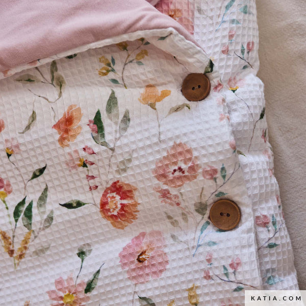 Tela Waffle de algodón con estampado floral (€/10cm)