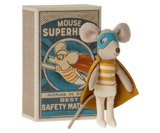 Ratolí Superheroi, germanet en caixa de llumins Maileg