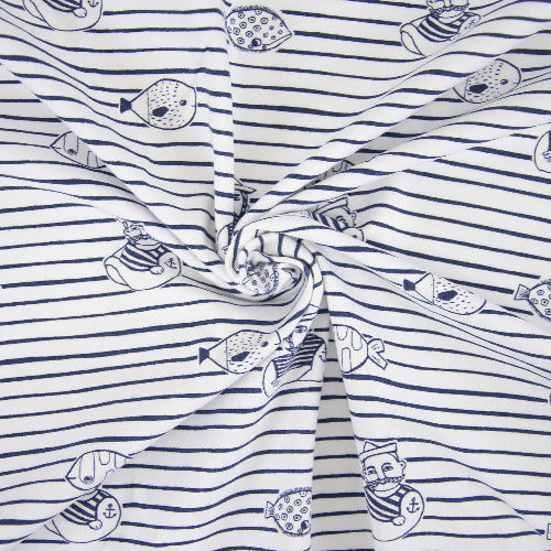 Tela de punto camiseta Jersey Nautic Deep Sea