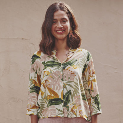 Tela de viscosa Print Tropical Vintage