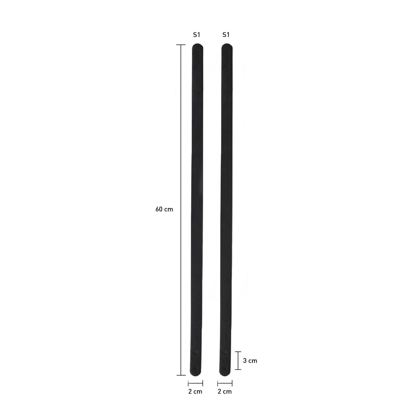 Asas polipiel 60 cm Negro