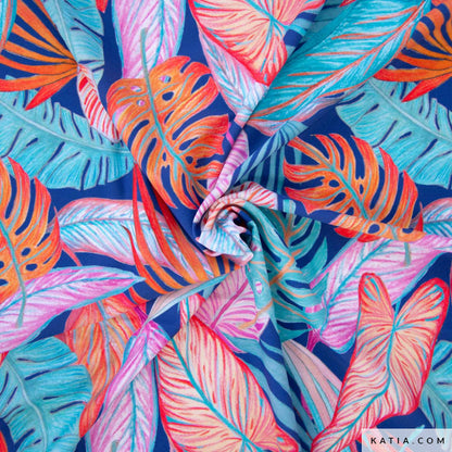 Lycra para moda de baño estampada Tortoise Leaves (€/10cm)