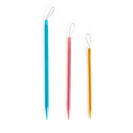 Joc de 3 agulles per a llana amb ull de niló.