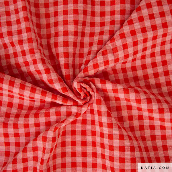 Tela de cuadros bicolor Red & Pink Vichy Gingham Little (€/10cm)