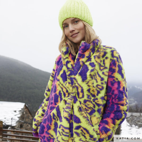 Tela de pèl sintètic amb estampat animal fluor (€/10 cm)