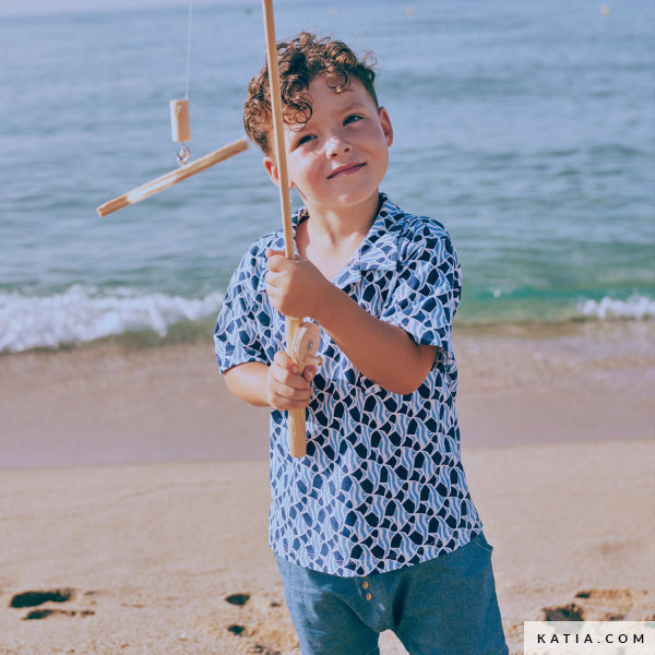 Pique Cotton Print Surf Palm (€/10cm)