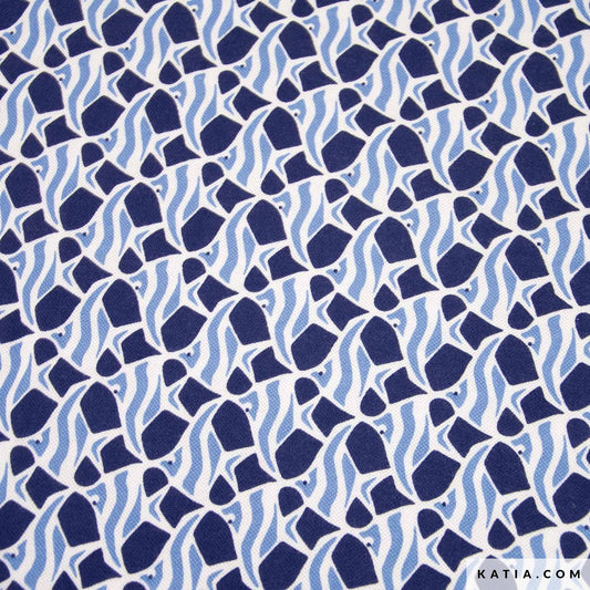 Pique Cotton Print Surf Palm (€/10cm)