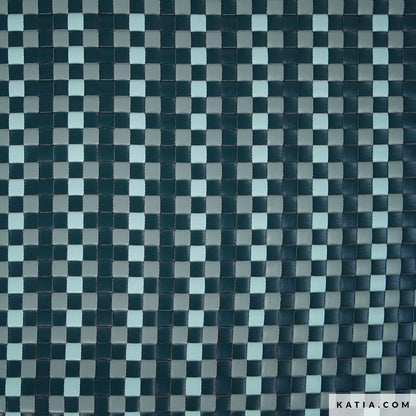 Tela de polipiel entrelazada en tonos verde y azul (€/10cm)