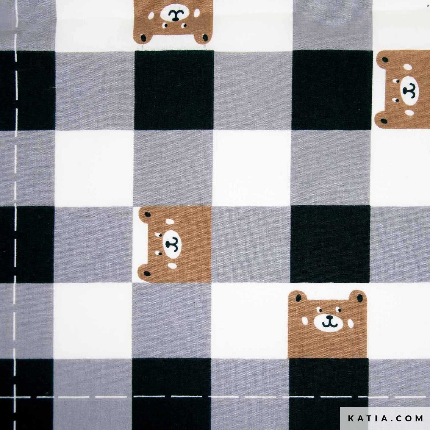 Popelín Country Vichy Bear (€/10 cm)