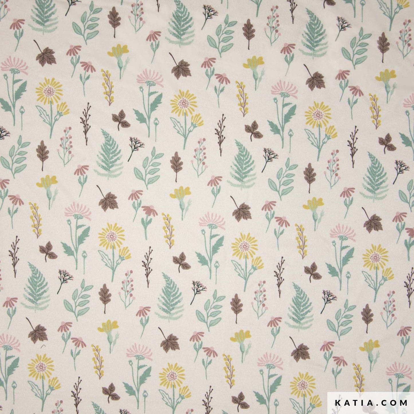 Tela de punto con textura afelpada con estampado floral (€/10cm)