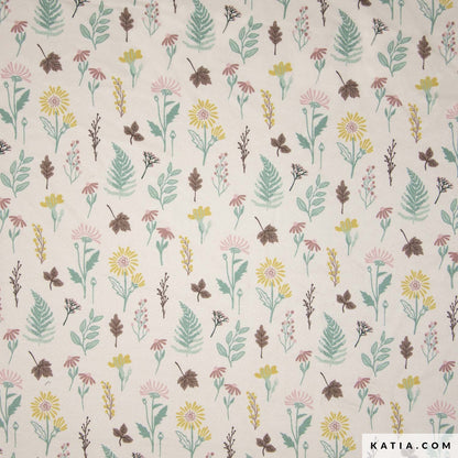 Tela de punto con textura afelpada con estampado floral (€/10cm)