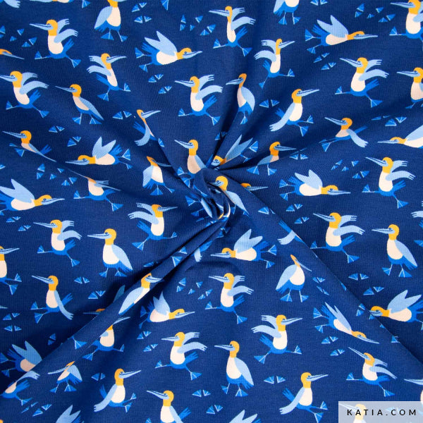 Teixit de punt samarreta Blue Legged Bird (€/10cm)
