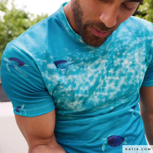 Tela Técnica Deportiva con estampado de tortugas marinas (€/10cm)