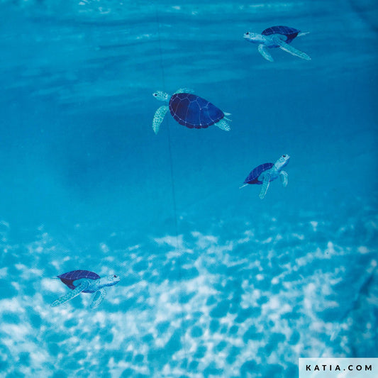 Tela Técnica Deportiva con estampado de tortugas marinas (€/10cm)