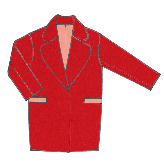 dibujo de abrigo largo en color rojo